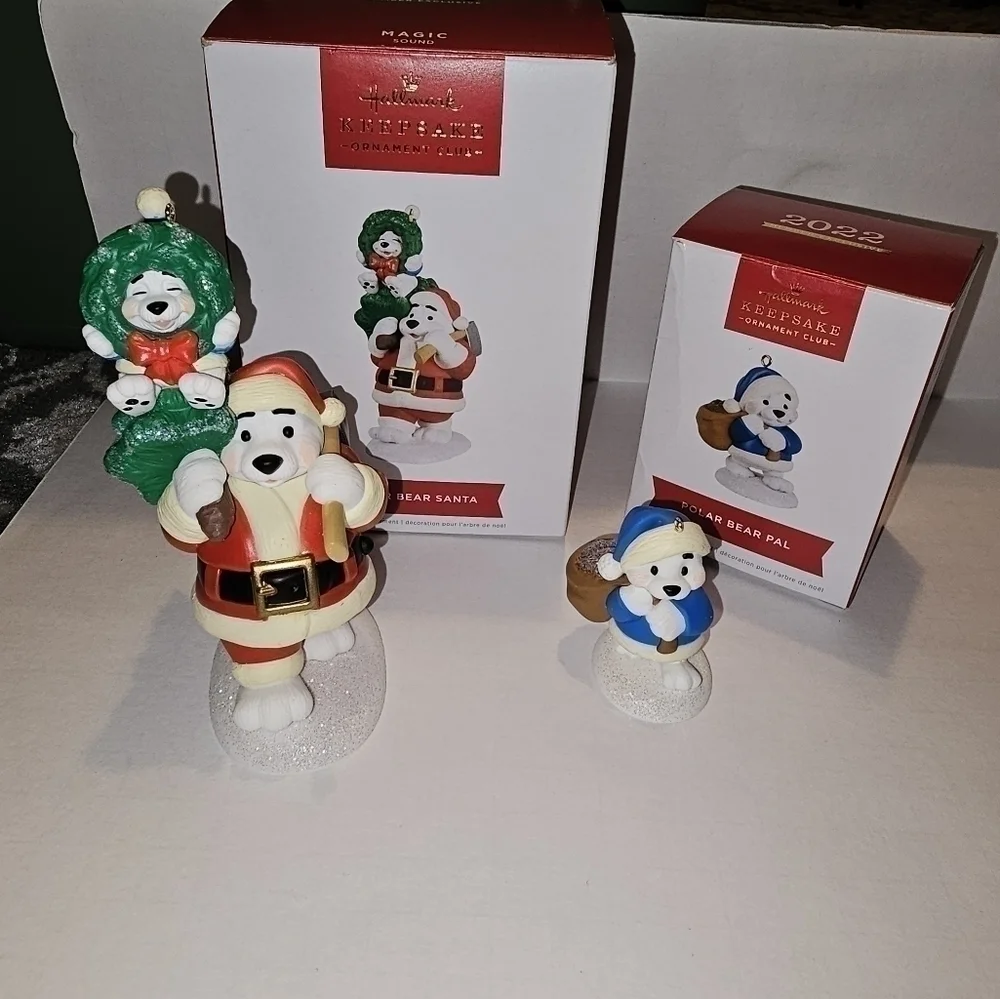 2022 Polar Bear Santa & Polar Bear Pal Hallmark Keepsake Ornament Member Exc➿️